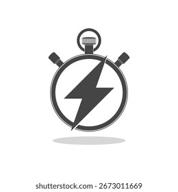 Timer and flash icon with shadow