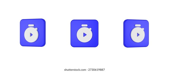 timer play 3D icon isolated on background