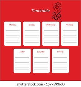 Timetable with Days of the Week