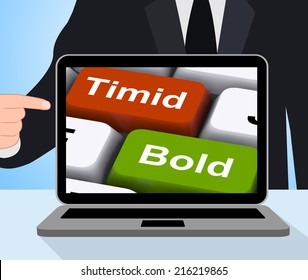 Timid Bold Computer Showing Shy Or Outspoken