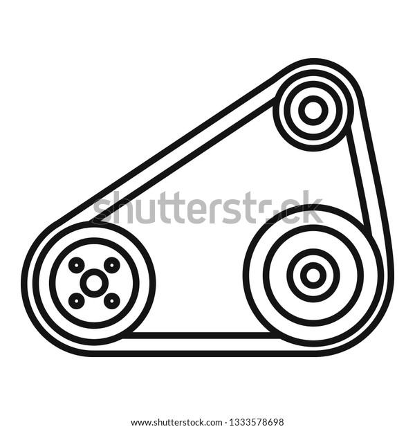 Timing belt icon. Outline timing belt
icon for web design isolated on white
background