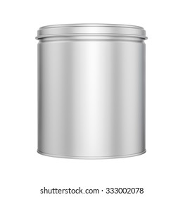 Tin Can For Packaging Candy With Metal Cap On White Background - Mock Up