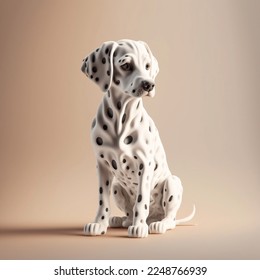 Tiny cute 3d isometric black dog Dalmatian