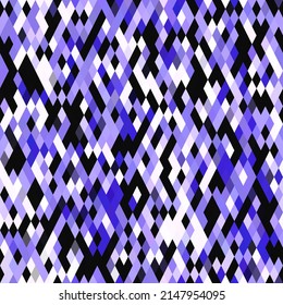 Tiny purple geometric mosaic pixel diamond seamless pattern. Modern square shape tile trend texture. Color of the year 2022 grid background. High quality jpg raster swatch.