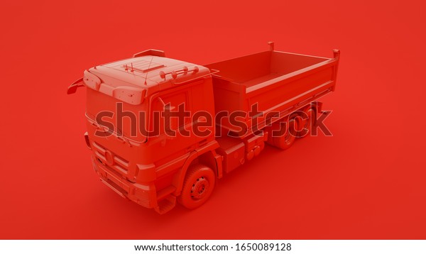 Tipper Dump Truck isolated on red\
background. 3d\
illustration.