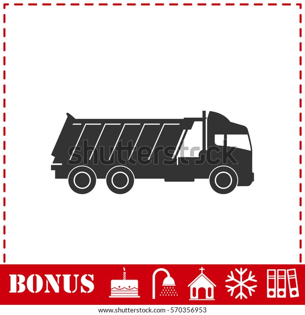 Tipper truck icon flat. Simple illustration\
symbol and bonus\
pictogram
