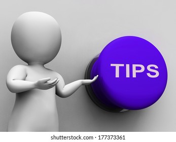 Tips Button Showing Guidance Suggestions And Advice