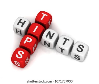 tips and hints cubes 3d illustration isolated on white background