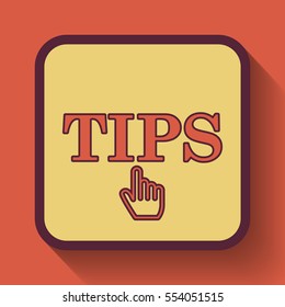 Tips icon, colored website button on orange background.