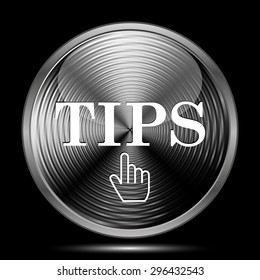 Tips icon. Internet button on black background. 