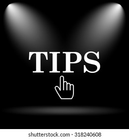 Tips icon. Internet button on black background.