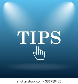 Tips icon. Internet button on blue background.  
