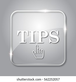 Tips icon. Transparent internet button on grey background.