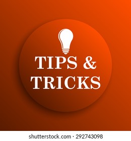 Tips and tricks icon. Internet button on orange background 