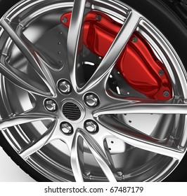 Tire with alloy wheel - 3d render