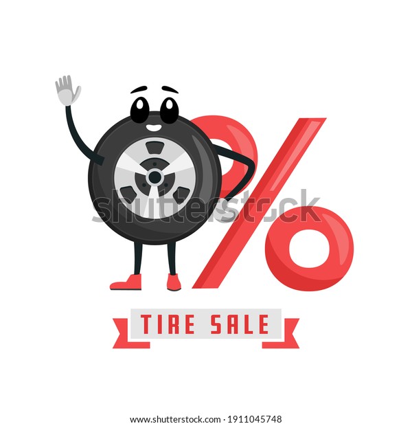 Tire character image. Wheels and tyre fitting\
service. Transportation, tire repair, computerized balancing\
concept. Editable vector illustration in flat cartoon style\
isolated on white\
background