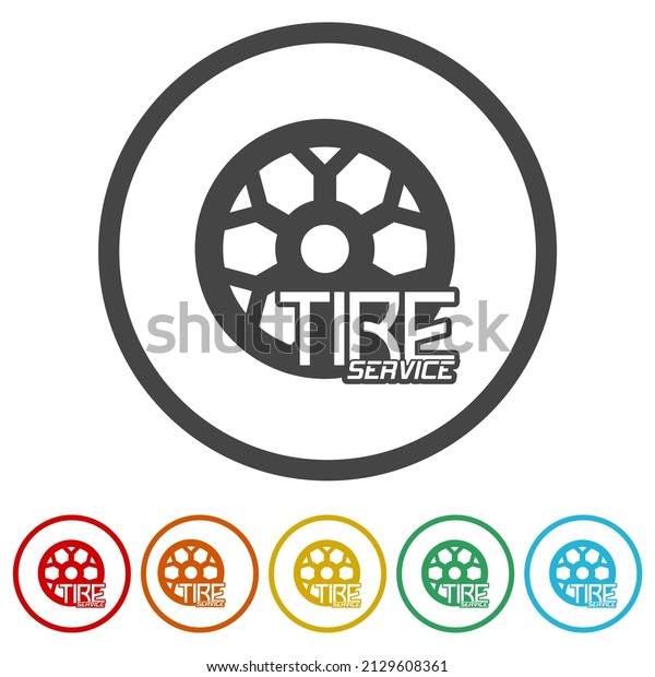  Tire service ring\
icon, color set