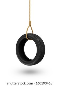Tire swing isolated on white background