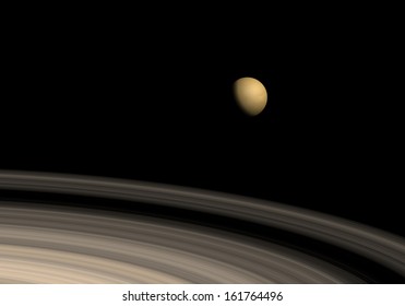 Titan And Saturn Rings