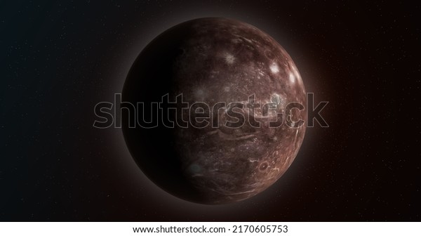 Titania moon, natural satellite of Uranus\
planet, in the outer space. 3d\
rendering