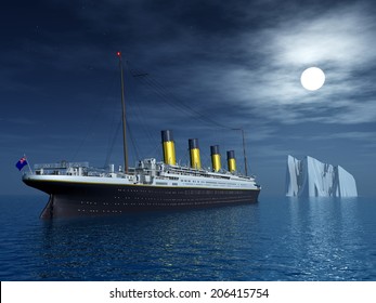 Titanic and Iceberg Computer generated 3D illustration