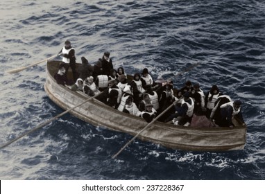 Titanic Lifeboat 'Collapsible D' With A Wooden Bottom And Canvas Sides Was Overloaded And Towed To The Carpathia By Lifeboat No 14 Not In Photo.