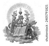 Title page for: Hours devoted to the highest interests of life: for young Christians, 1825, Philippus Velijn, after Jacob Smies, 1825 An open Bible.