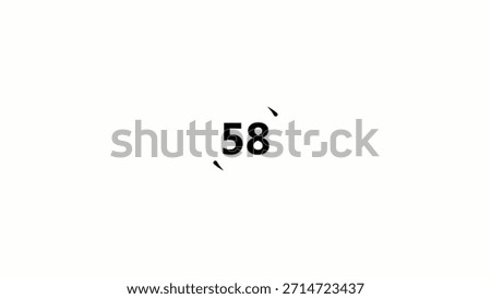 Title showing generate title without using the word title before it. black number fifty eight with two small black curved lines white background. resolution use.