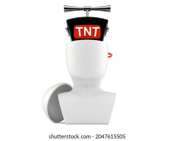 TNT Detonator Inside Head Isolated On White Background. 3d Illustration