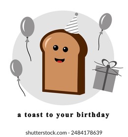 A Toast To Your Birthday Card Cute Funny Retro Vintage Cartoon Vector Illustration Style - Powered by Shutterstock