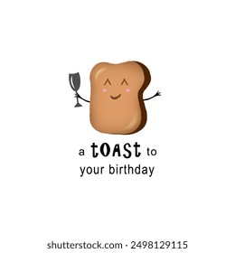 A Toast To Your Birthday Card Cute Funny Retro Vintage Cartoon Vector Illustration Style - Powered by Shutterstock