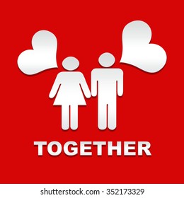 Together on red background