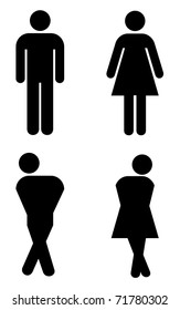 Toilet Sign Silhouettes Like Holding Pee Stock Illustration 71780302 ...