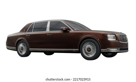 Tokio. Japan. July 28, 2022. Toyota Century 2018 On A White Background. Luxury Sedan Of The Government And The Imperial House Of Japan. 3d Rendering