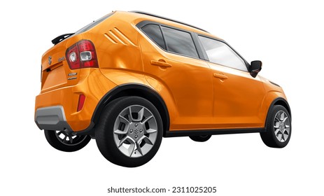 Tokio. Japan. September 11, 2022. Suzuki Ignis 2022 on a white background. Ultra-compact cheap city car for densely populated areas and heavy traffic. 3d rendering - Shutterstock ID 2311025205