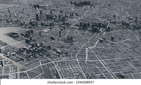 Tokyo City Map. 3d Map Of Tokyo City. 3d Illustration