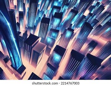 TOKYO, Japan Futuristic Smart City Cityscape 3D Illustration Digital Art Render