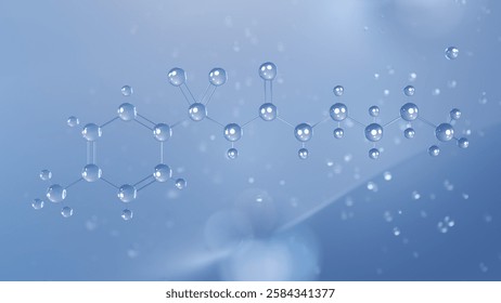 tolbutamide, molecular structure, 3d model molecule, antidiabetic medication, structural chemical formula view from a microscope