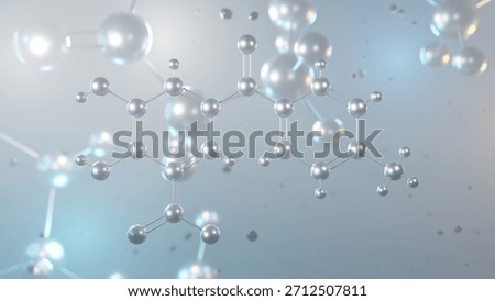 tolcapone molecular structure, 3d model molecule, comt inhibitor structural chemical formula view from a microscope