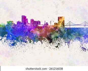 Toledo skyline in watercolor background