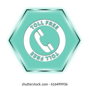 Toll Free Button Isolated.