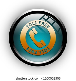 Toll Free Button Isolated. 