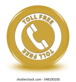 Toll Free Button Isolated. 