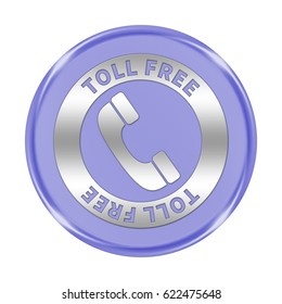 Toll Free Button Isolated. 