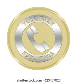 Toll Free Button Isolated. 