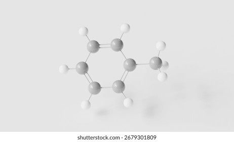 toluene molecule 3d, molecular structure, ball and stick model, structural chemical formula cns depressant