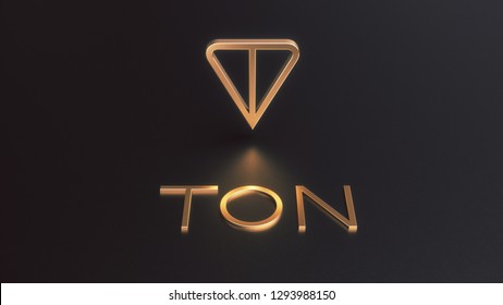 Ton Logo. Telegram Cryptocurrency Golden Icon 3d Illustration