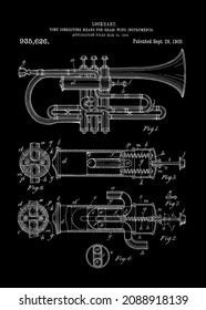 Tone Correcting Means for Brass Wind Instruments: Vintage Trumpet Patent.
