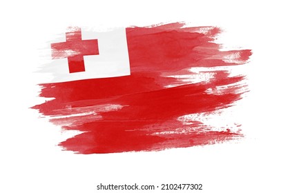 Tonga flag brush stroke, national flag on white background - Powered by Shutterstock