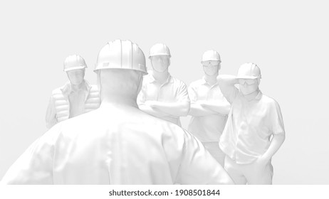 Toolbox Meeting Briefing Toolbox Talk 3d Rendering Of Workers Having A Meeting Isolated In Empty Space.